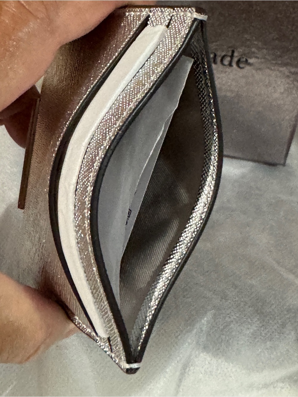 kate spade Silver Metallic Card Holder Wallet with gift box - Picture 6 of 9
